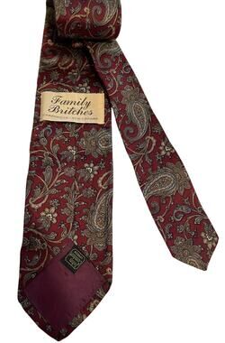 Vintage John Comfort Burgundy Paisley Print 100% Silk Necktie